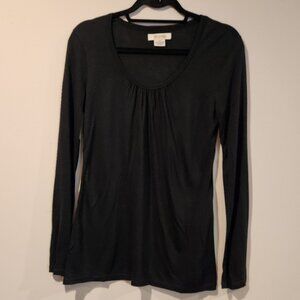 MICHAEL MICHAEL KORS black pleated front scoop neck t shirt XS